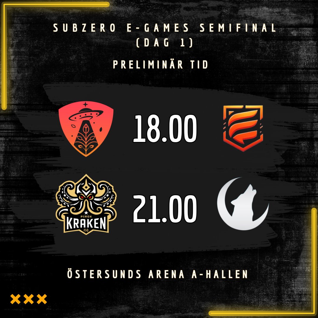 Idag är det äntligen dags för semifinal i Subzero E-Games X Pirox Esport Valorant turnering!🖤🔥
Första semi börjar kl 18:00!
Sedan drar nästa semi igång direkt efter preliminär tid 21:00!
Allt kommer att sändas på Pirox Esports Twitch👾
Hoppas vi ses i chatten och att ni i