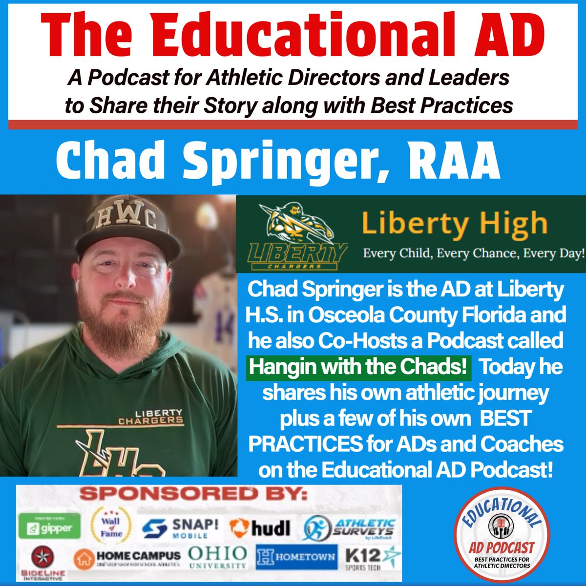 Jake von Scherrer, CMAA The Educational AD Podcast (@jakestouchdown) on Twitter photo Chad Springer, Liberty HS (FL) is on the Podcast! open.spotify.com/episode/27R1nv⦠Don't forget to celebrate the Fathers this weekend! <a href="/coach_ad/">Coach & AD Magazine</a> <a href="/FIAAANews/">FIAAA</a> <a href="/FHSAA/">FHSAA</a> <a href="/FACACoach/">FACA</a> <a href="/LBHSChargersAD/">Liberty High School Athletics</a> <a href="/Osceolaschools/">Osceola Schools</a> <a href="/PayFLCoaches/">Florida Coaches Coalition</a> <a href="/VSNflorida/">Varsity Sports Nation</a> <a href="/lbhschargers/">Liberty High School</a> <a href="/pcps_athletics/">PCPS Athletics</a> <a href="/OCPSAthletics/">OCPS Athletics</a> Chad Springer, Liberty HS (FL) is on the Podcast! open.spotify.com/episode/27R1nv⦠Don't forget to celebrate the Fathers this weekend! <a href="/coach_ad/">Coach & AD Magazine</a> <a href="/FIAAANews/">FIAAA</a> <a href="/FHSAA/">FHSAA</a> <a href="/FACACoach/">FACA</a> <a href="/LBHSChargersAD/">Liberty High School Athletics</a> <a href="/Osceolaschools/">Osceola Schools</a> <a href="/PayFLCoaches/">Florida Coaches Coalition</a> <a href="/VSNflorida/">Varsity Sports Nation</a> <a href="/lbhschargers/">Liberty High School</a> <a href="/pcps_athletics/">PCPS Athletics</a> <a href="/OCPSAthletics/">OCPS Athletics</a>