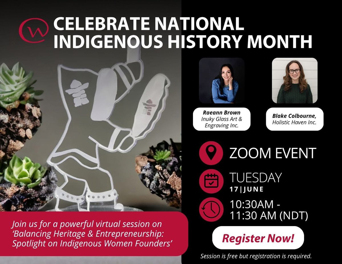 Join NLOWE's Indigenous Coordinator, Jennifer Andersen as she speaks with Indigenous business owners Raeann Brown - Inuky Glass Art &amp; Engraving Inc. and Blake Colbourne - Holistic Haven Inc. 

Register Now: nlowe.org/event-calendar…