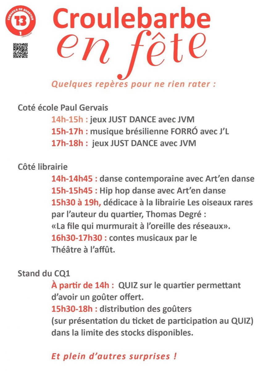 Retrouvez-nous demain, de 14h à 18h pour un événement festif et convivial