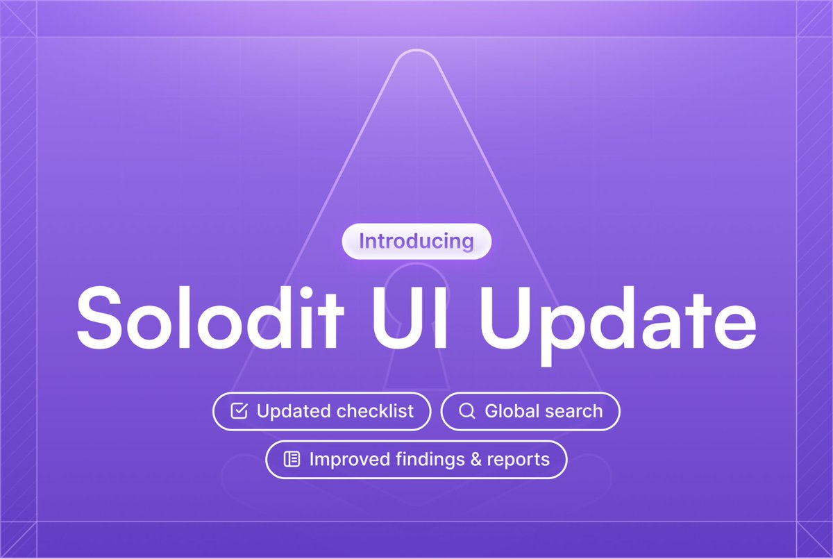 Solodit 🟪 (@soloditofficial) on Twitter photo Meet the fully redesigned Solodit.
Cleaner UI. Smarter navigation. Access without an account.
More powerful for security researchers.
The same powerful data, now with a more streamlined experience.
👇 Meet the fully redesigned Solodit.
Cleaner UI. Smarter navigation. Access without an account.
More powerful for security researchers.
The same powerful data, now with a more streamlined experience.
👇