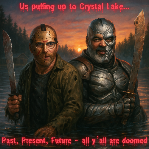 KJandApodcast's tweet image. You thought Friday the 13th was scary. Now it’s Friday the 13th ². Two Jason's (one of them's a Kevin) . One Crystal Lake. No escape. Happy Friday the 13th! 🔪
#fridaythe13th #JasonX #horroricons #kjandapodcast #slasher #podcastlife #fypシ゚