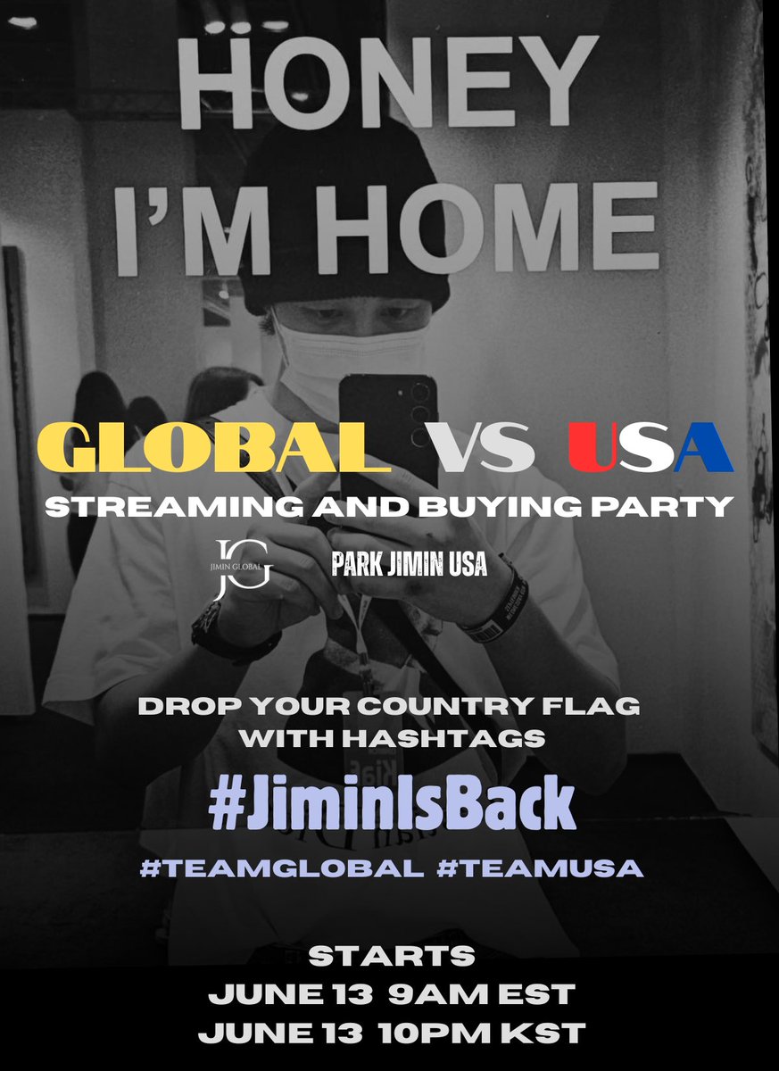 Jimin Global (@jiminglobal) on Twitter photo The streaming and buying party starts now! ๐๐
In celebration of Jiminโs return, drop screenshots of streaming or buying โWhoโ with your country flag and hashtags.
USA residents can reach out to <a href="/ParkJiminUSA95/">Park Jimin USA ๐บ๐ธ</a> for codes to buy on Amazon!
#JIMINISBACK
#TEAMGLOBAL
STREAM AND The streaming and buying party starts now! ๐๐
In celebration of Jiminโs return, drop screenshots of streaming or buying โWhoโ with your country flag and hashtags.
USA residents can reach out to <a href="/ParkJiminUSA95/">Park Jimin USA ๐บ๐ธ</a> for codes to buy on Amazon!
#JIMINISBACK
#TEAMGLOBAL
STREAM AND