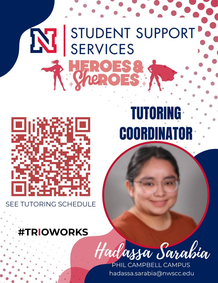 NWSCCSSS's tweet photo. TRIO SheRO Spotlight: Hadassa Sarabia – Tutoring Coordinator
💪 Superpower: Academic cheerleader and tutor matchmaker
❤️ What she loves most: Connecting students with tutoring support that boosts confidence and skills
Her Impact: Ensures students get tutoring to conquer courses. https://t.co/5gDGvVwcHO