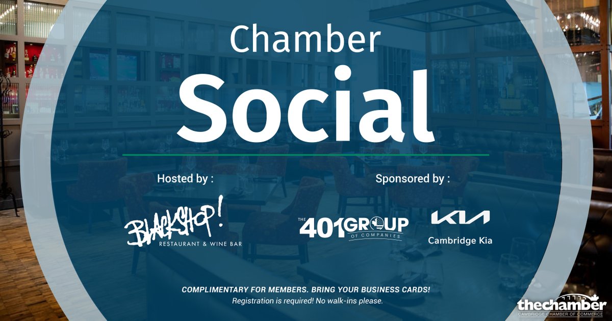 Cambridge Chamber (@my_chamber) on Twitter photo Don’t miss our last Chamber Social before the summer break. Join us Monday (June 16) at <a href="/Blackshop_Rest/">Blackshop Restaurant</a>. It’s the perfect chance to network and meet other members!! Registration required, so please, no walk-ins. Visit tinyurl.com/2dvrrj7f for more!! #cambcoc Don’t miss our last Chamber Social before the summer break. Join us Monday (June 16) at <a href="/Blackshop_Rest/">Blackshop Restaurant</a>. It’s the perfect chance to network and meet other members!! Registration required, so please, no walk-ins. Visit tinyurl.com/2dvrrj7f for more!! #cambcoc