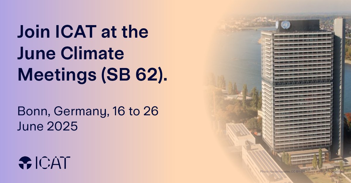 🌍 Join ICAT at the 2025 June Climate Meetings #SB62 in Bonn! 

From official side-events to expert panels &amp; technical workshops, ICAT is showcasing how transparency drives stronger NDCs.

🗓️ 16–26 June 2025
📍WCCB, Bonn

🔗climateactiontransparency.org/join-icat-at-t…