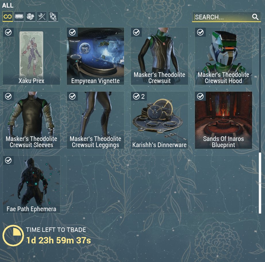 今週のバロ吉商人。
新作はないけどゴディバこと、Gotva Primeが来たのは嬉しい
#Warframe
