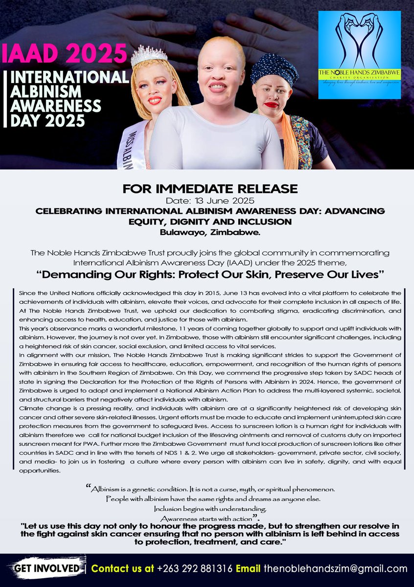 Press Release 
<a href="/UnAlbinism/">UN Independent Expert on Albinism</a> <a href="/SarahBosha/">Sarah Bosha follow me @sarahbosha.bsky.social</a> <a href="/AfricaAlbinism/">Africa Albinism Network</a>