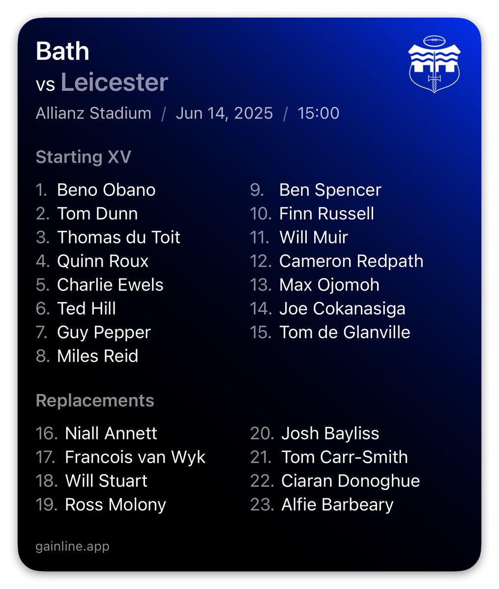 gainlineapp's tweet photo. 👨‍👩‍👦‍👦 Bath vs Leicester https://t.co/9jwaWlUCTJ