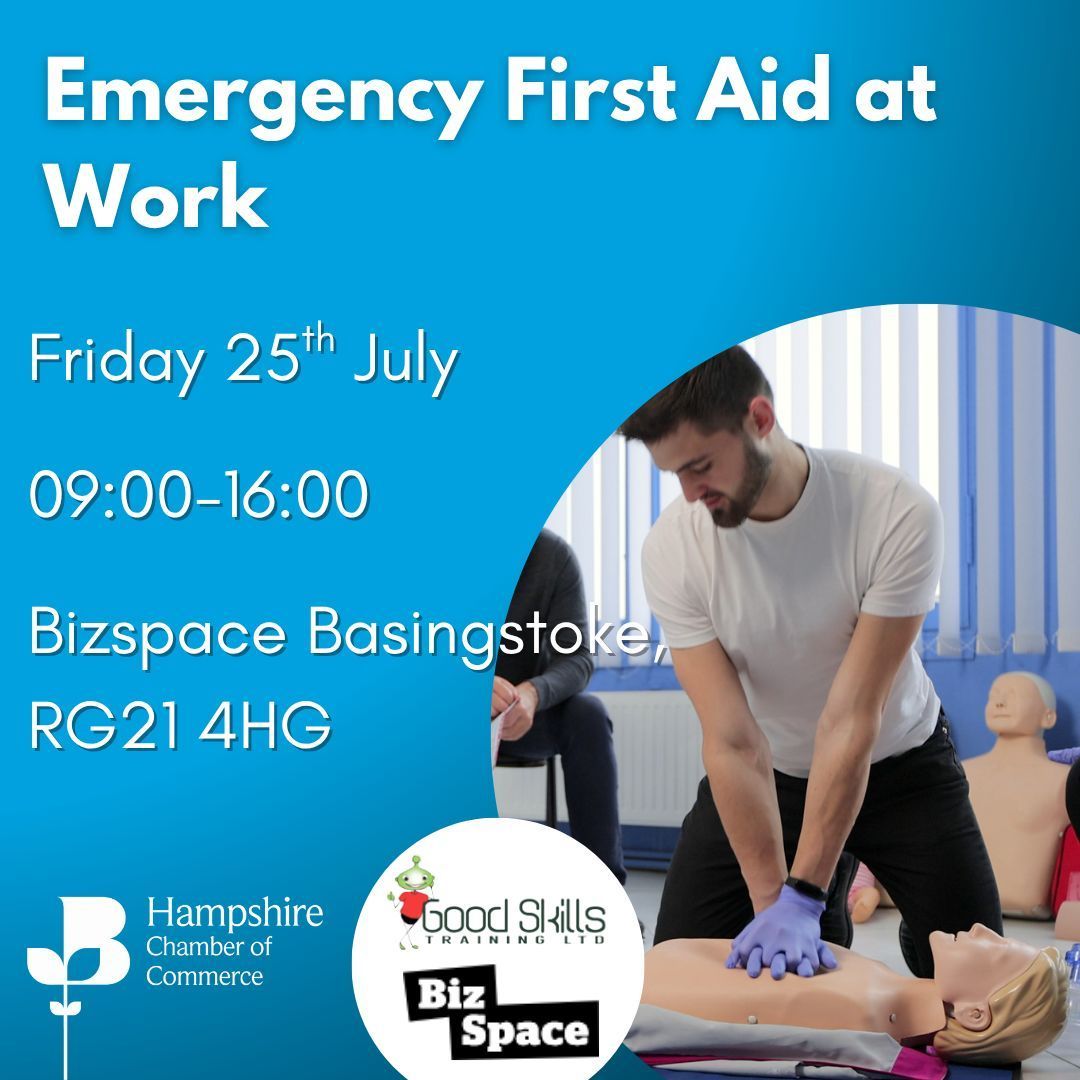 Do you know what could happen if your business doesn’t have a trained first aider on site?  

📅 Friday 25th July 
⏰ 9am - 4pm 
📍 BizSpace Ltd, Basingstoke 

Just £85 for Chamber members / £100 for non-members 

👉 buff.ly/YvDP4Qa