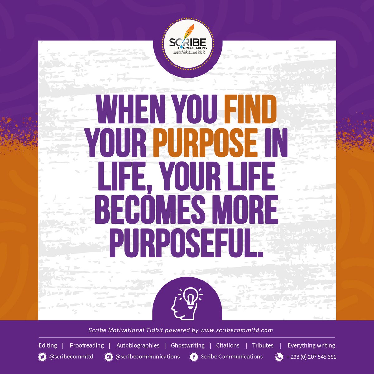 koby_ansah's tweet photo. The purpose of life is to find your purpose. #Scribe #ScribeTidbit #JustThinkIt #WeInkIt https://t.co/IQN6t0cala