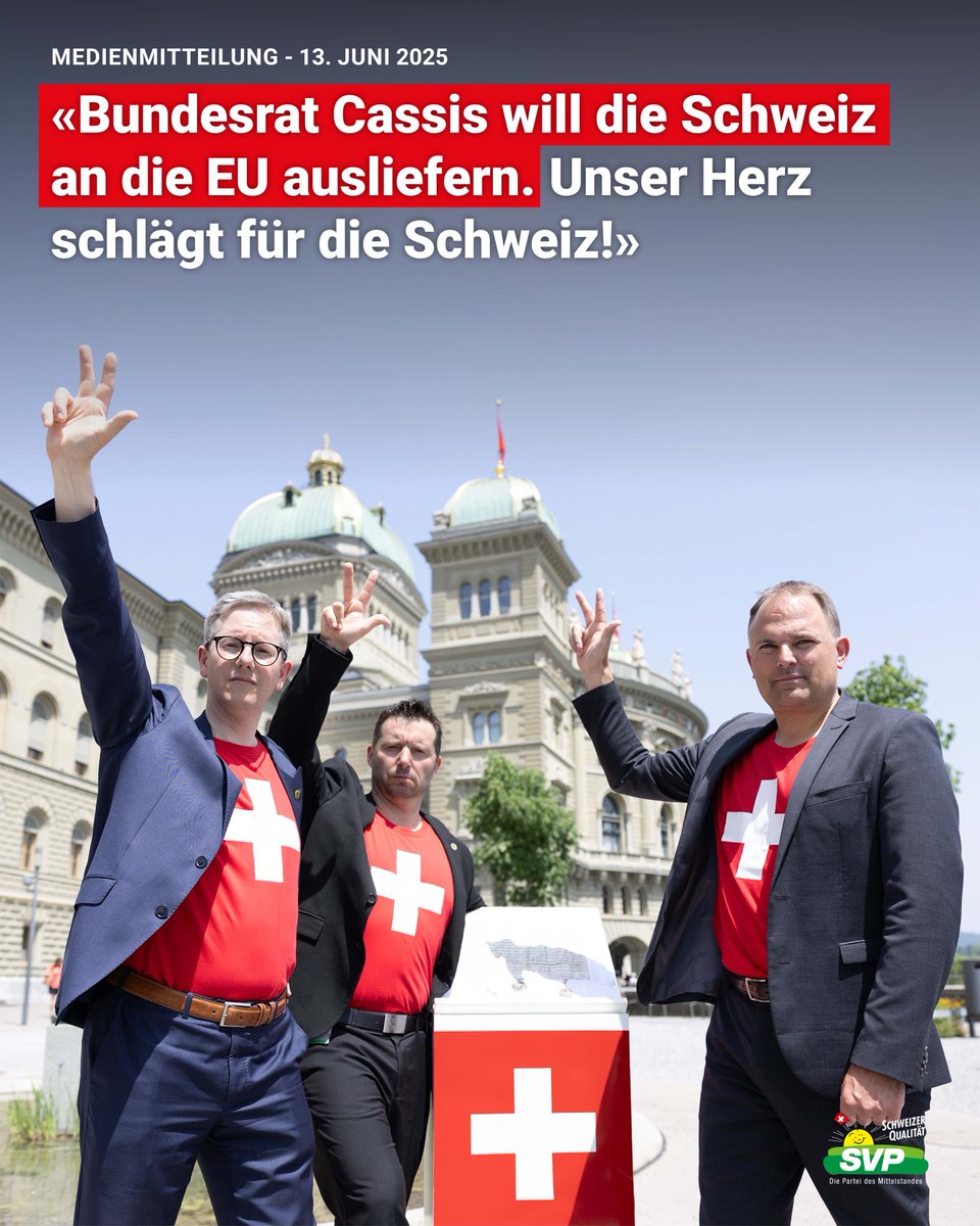 Nach monatelanger Geheimniskrämerei wird heute der EU-Unterwerfungsvertrag veröffentlicht. Die SVP wird diesen Angriff auf unsere Demokratie und Selbstbestimmung mit allen Mitteln bekämpfen.
👉🏻 svp.ch/aktuell/publik…