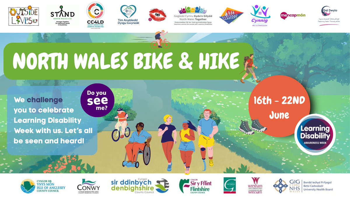 NW Regional Partnership Board (@nwrpb) on Twitter photo Join us in marking #LearningDisabilityWeek (16 - 22 June 2025) by taking part in the North Wales Bike & Hike Challenge
Whether you walk, wheel, run or ride – everyone is invited to join the challenge and show your support. #BeicaHeic
More information here northwalescollaborative.wales/north-wales-to… Join us in marking #LearningDisabilityWeek (16 - 22 June 2025) by taking part in the North Wales Bike & Hike Challenge
Whether you walk, wheel, run or ride – everyone is invited to join the challenge and show your support. #BeicaHeic
More information here northwalescollaborative.wales/north-wales-to…