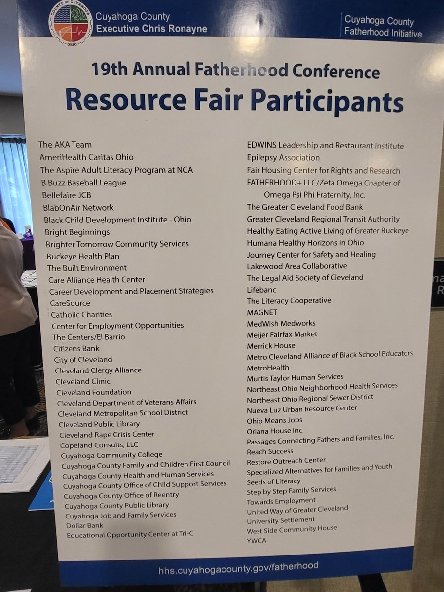 Cuyahoga JFS (CJFS) (@cjfsoutreach) on Twitter photo We are <a href="/CuyahogaCounty/">Cuyahoga County</a> <a href="/CuyahogaHHS/">Cuyahoga HHS</a> 19th annual fatherhood conference.
Great workshops, speakers and community resources for families!
#FathersDay2025 We are <a href="/CuyahogaCounty/">Cuyahoga County</a> <a href="/CuyahogaHHS/">Cuyahoga HHS</a> 19th annual fatherhood conference.
Great workshops, speakers and community resources for families!
#FathersDay2025