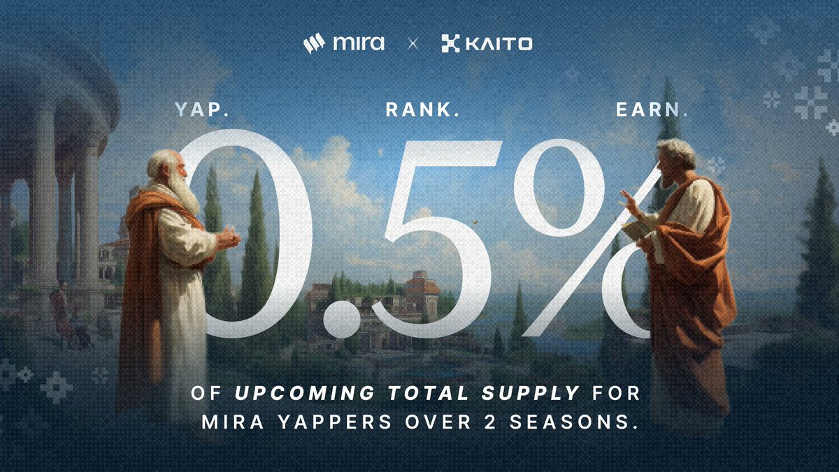 Futurejoe123's tweet image. Kaito is allocating 0.5% of it total supply for the yapping about the @Mira_Network! Let’s spark conversations, share insights, and elevate our community. let&apos;s follow each on kaito! 🌐✨ #MiraNetwork #Kaito #CommunityTalk