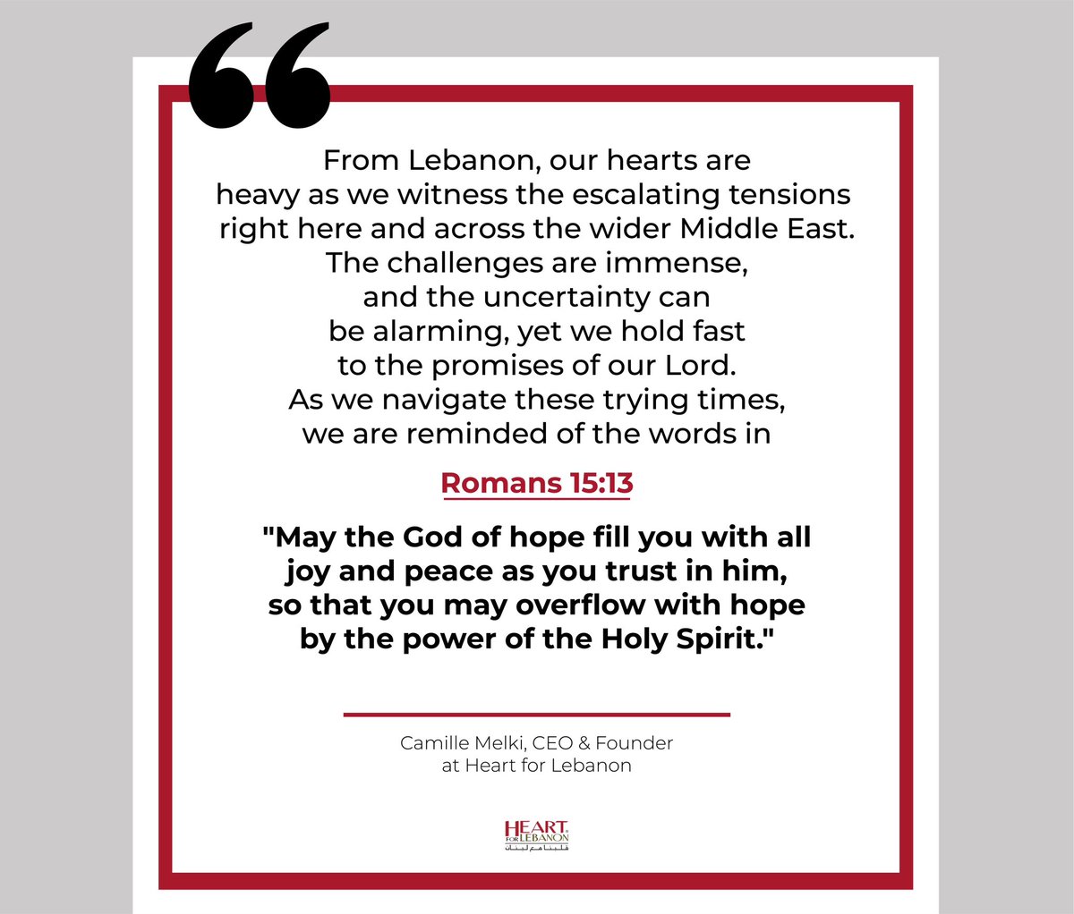 Pray with us for Lebanon and the Middle East.