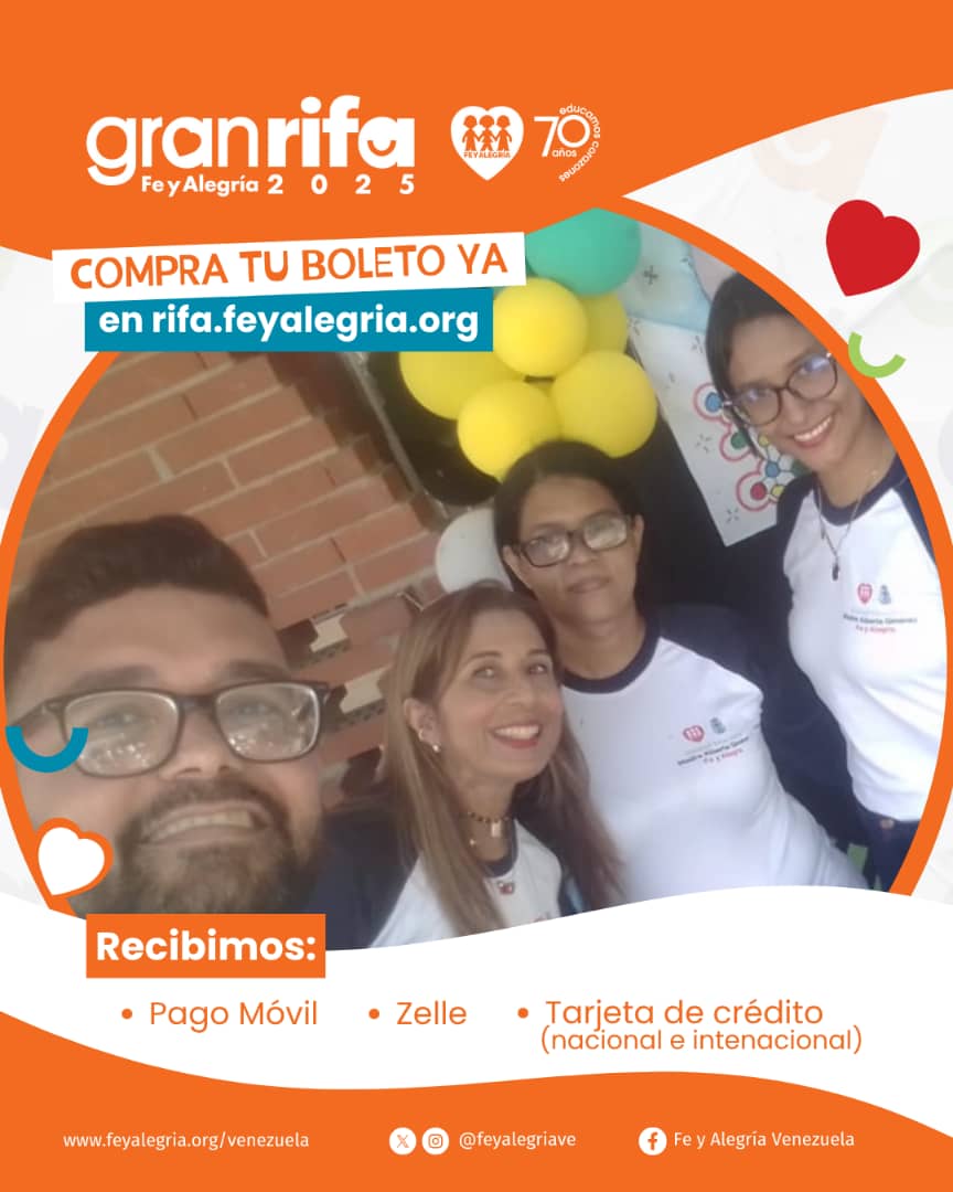 #13Jun Nuestra Rifa Anual está llegando a su fin. No dejes pasar esta oportunidad de apoyar la educación de nuestros futuros liceres. Compra en rifa feyalegria.org y sé parte del cambio. #GanaVenezuela El sorteo es el 19 de junio.