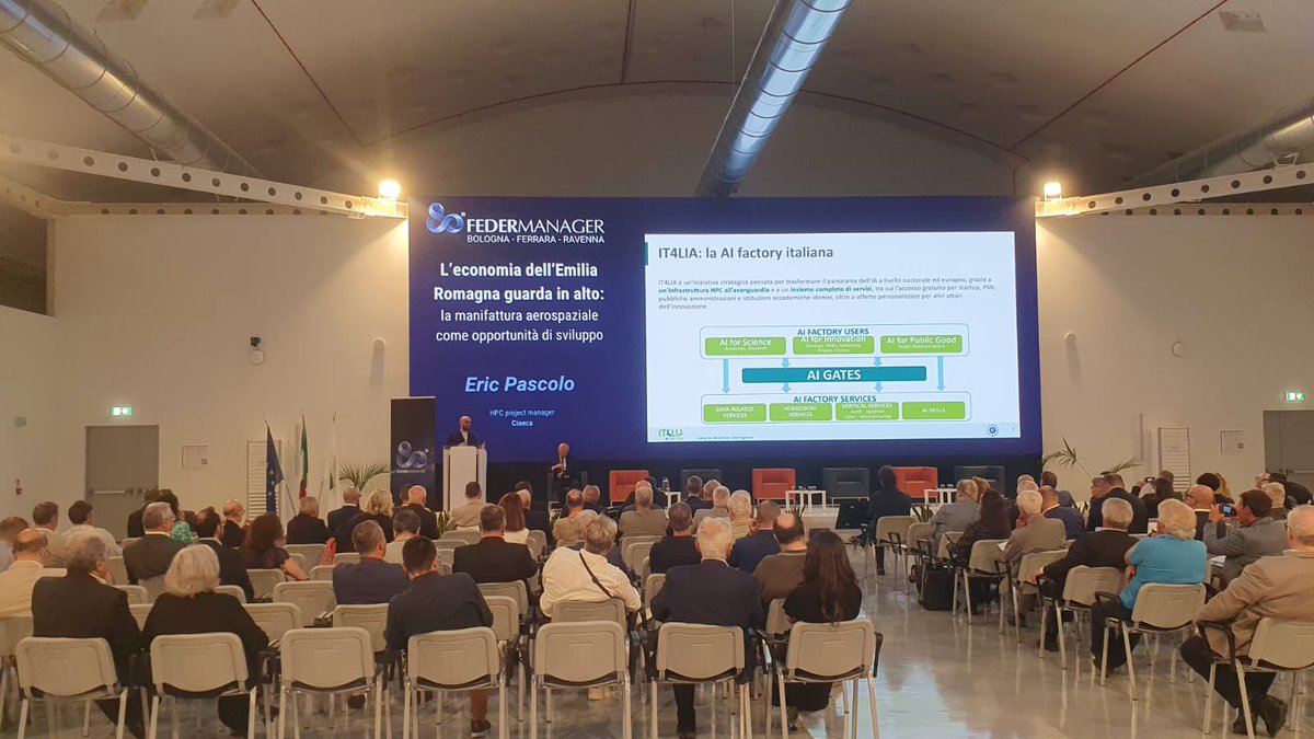 Federmanager Bologna - Ferrara - Ravenna (@federmanagerbo) on Twitter photo #Spaceeconomy al convegno di <a href="/FedermanagerBo/">Federmanager Bologna - Ferrara - Ravenna</a>. Eric Pascolo, HPC project manager @CINECA:
La presenza a livello territoriale di importanti infrastrutture di ricerca e innovazione può fornire un deciso contributo.
👉 Leggi il comunicato stampa: bologna.federmanager.it/settore-aerosp… #Spaceeconomy al convegno di <a href="/FedermanagerBo/">Federmanager Bologna - Ferrara - Ravenna</a>. Eric Pascolo, HPC project manager @CINECA:
La presenza a livello territoriale di importanti infrastrutture di ricerca e innovazione può fornire un deciso contributo.
👉 Leggi il comunicato stampa: bologna.federmanager.it/settore-aerosp…