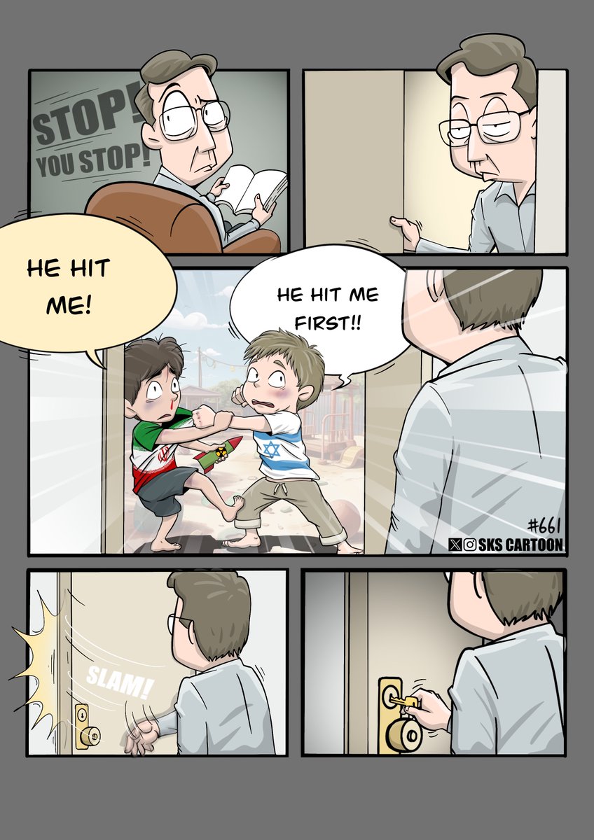 skscartoon's tweet image. Do you agree that we should let Israel and Iran fight, while the rest of us stay the F out?