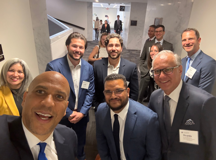 A quick hallway encounter turned into a highlight of the #NWPCAFlyIn! U.S. Senator Cory Booker was heading out, and kindly stopped for a quick hello and snapped a selfie with our group. Grateful for moments like this.

#WoodPackagingMatters #PalletsMoveTheWorld  <a href="/SenBooker/">Sen. Cory Booker</a>