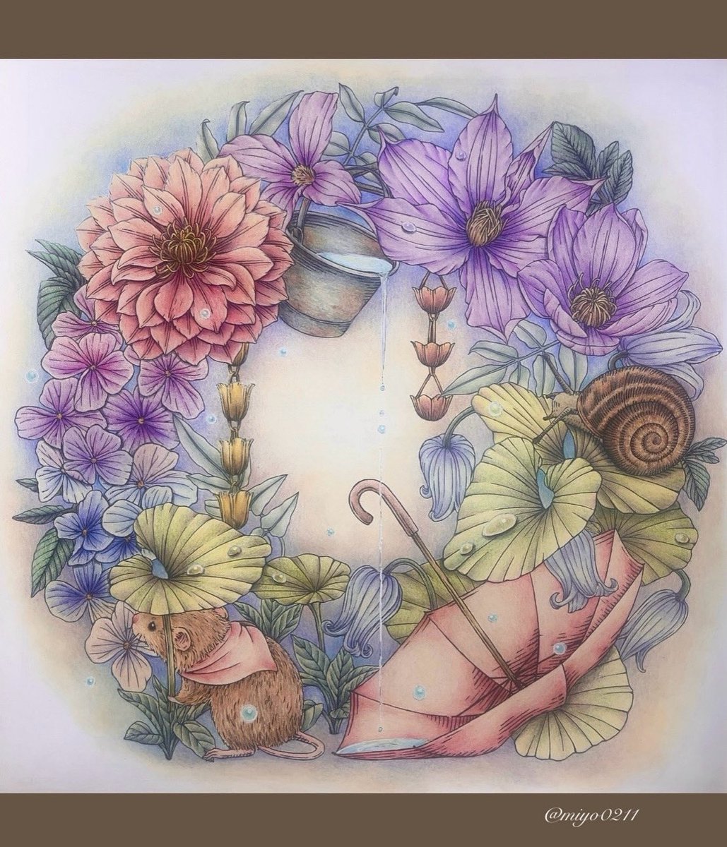 #塗り絵　#ぬりえ　#大人の塗り絵　#コロリアージュ　#江種鹿乃子　#レオンの足跡をたどれば　#ナツメ社