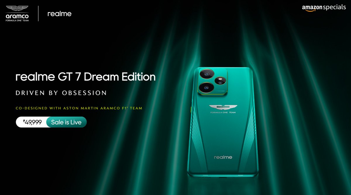 Ashwind41092273's tweet photo. Despite my satisfaction with my phone, the GT7 Aston Martin Edition's impressive specs—IP69, 7000mAh, 120W charging—demand attention. Sale's on today! #AstonMartinF1PhoneSaleToday https://t.co/xfNEGf18LR