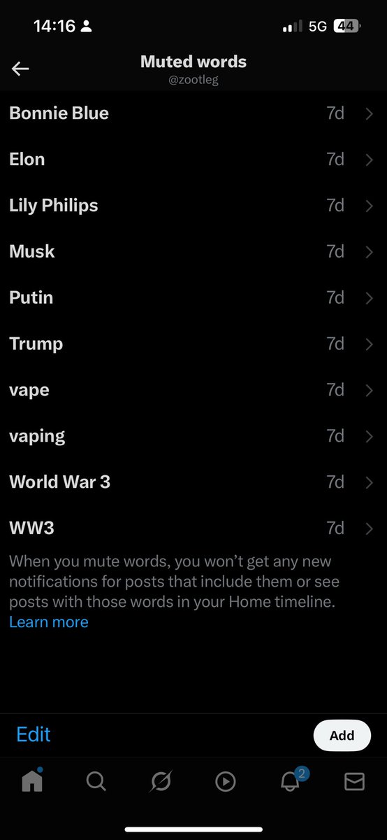zootleg's tweet photo. All the words I’m muting so I can enjoy my holiday scrolling in peace. https://t.co/ZUpurdXjs8