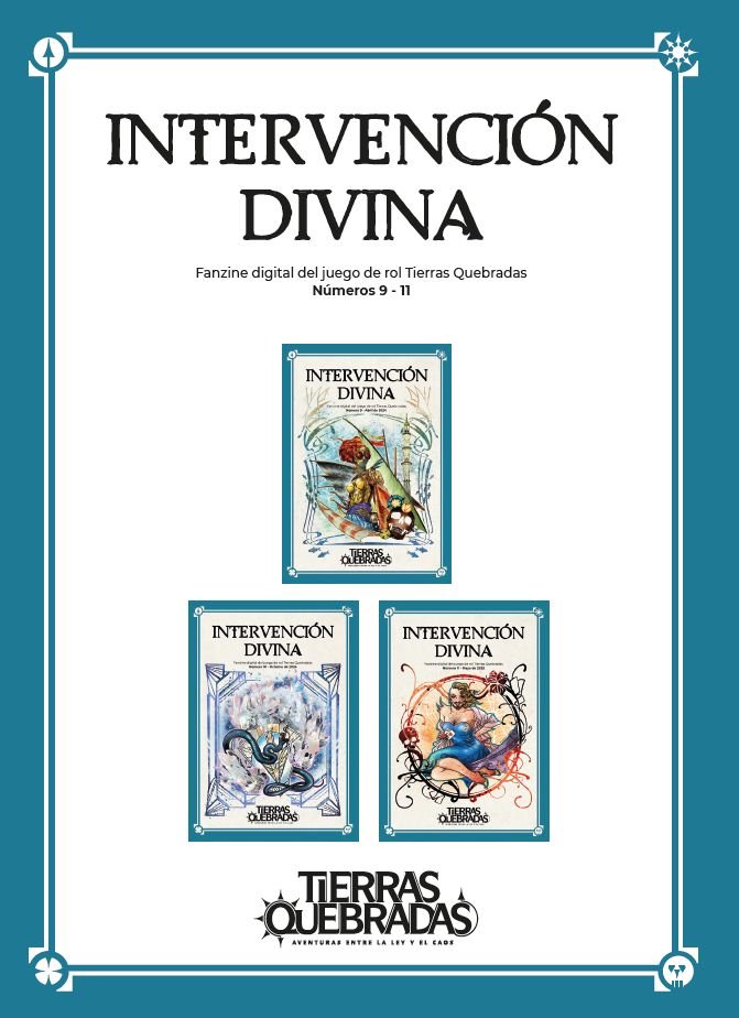 Ya está disponible el tomo recopilatorio, en formato físico, de los números 9, 10 y 11 de Intervención Divina en Lulu. Nada menos que 184 páginas de aventuras, ayudas, ambientación y más para Tierras Quebradas. lulu.com/shop/ra%C3%BAl…