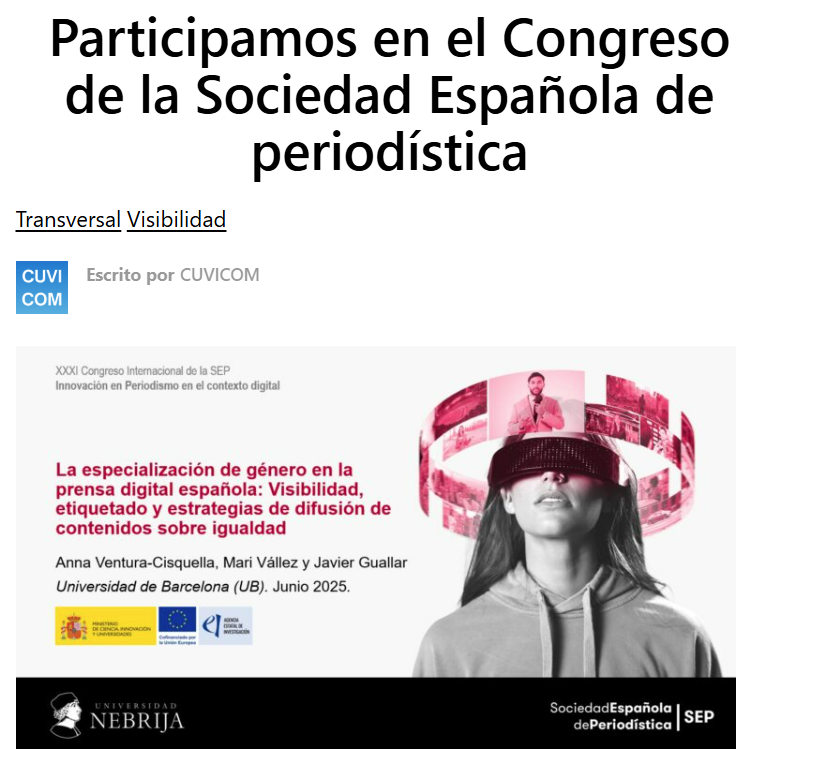 CUVICOM | Research project 📑 (@cuvicom) on Twitter photo 📰 #Noticias | Investigadores/as de CUVICOM participan en el congreso de la #SEP2025 en <a href="/Nebrija/">Universidad Nebrija</a>
➕Info aquí: bit.ly/4kQjB2I 📰 #Noticias | Investigadores/as de CUVICOM participan en el congreso de la #SEP2025 en <a href="/Nebrija/">Universidad Nebrija</a>
➕Info aquí: bit.ly/4kQjB2I