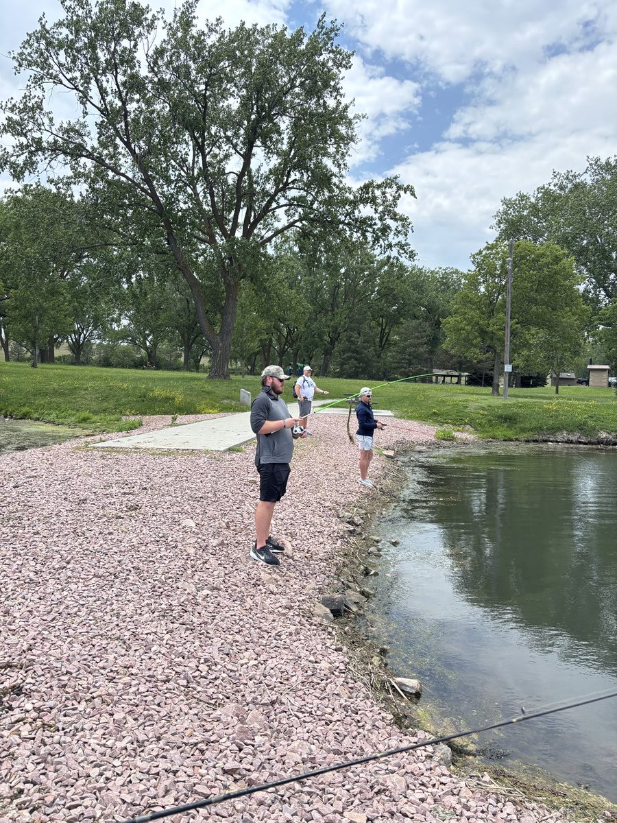 Mount Marty Football (@mmulancersfb) on Twitter photo Staff bonding day:
Half the crew’s trying to catch fish…
The other half’s trying not to lose discs in the woods.
Elite competition, questionable results. 🎣🥏#OffseasonChampions #GoldenStandard Staff bonding day:
Half the crew’s trying to catch fish…
The other half’s trying not to lose discs in the woods.
Elite competition, questionable results. 🎣🥏#OffseasonChampions #GoldenStandard