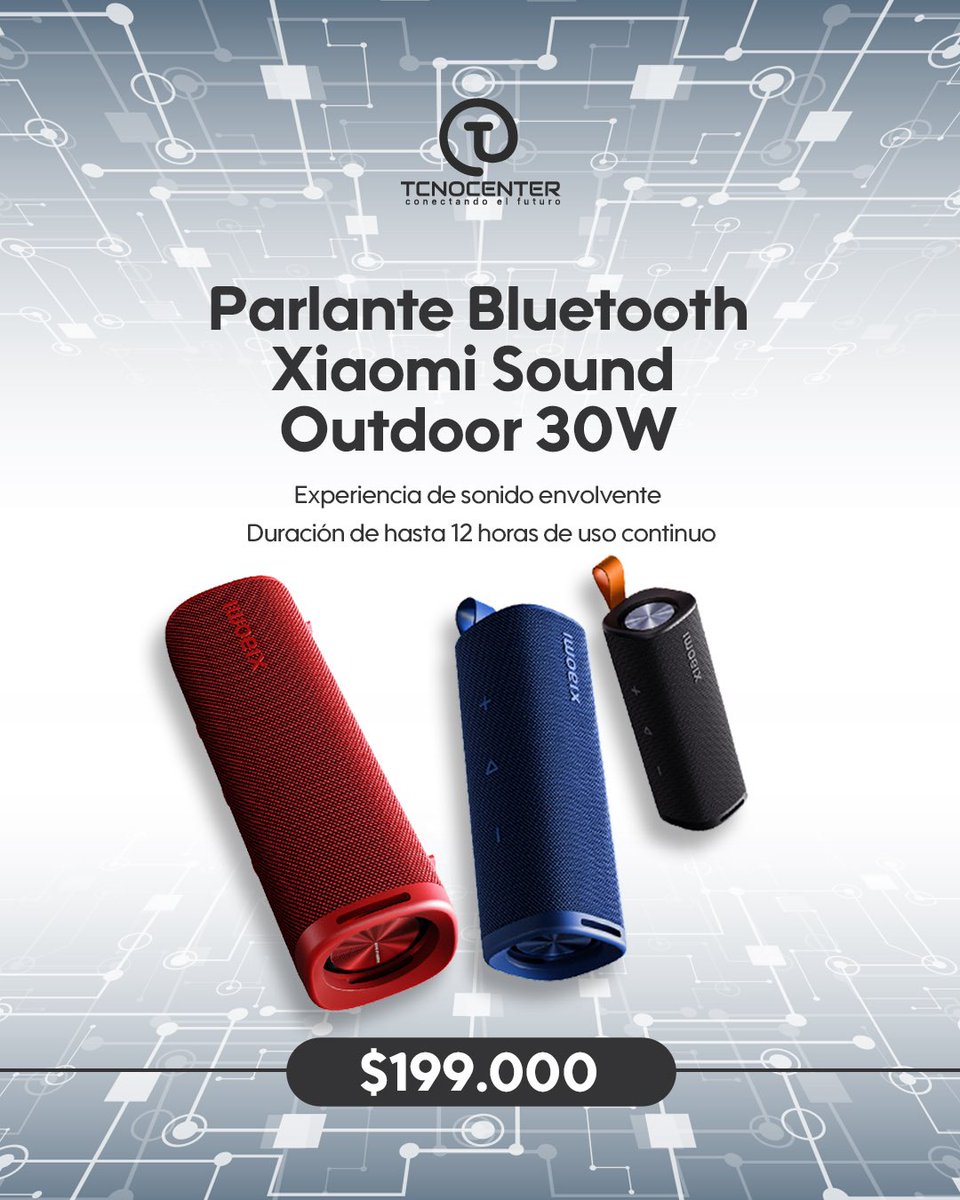 TcnocenterC's tweet image. Para sonidos envolventes y de larga duración en cualquier lugar te ofrecemos el #parlantebluetooth de #xiaomi Sound Outdoor 30W con resistencia a polvo y agua IP67 y un diseño increíble ven hoy a #tcnocenter y adquiere el tuyo! Te esperamos! #tecnologia
