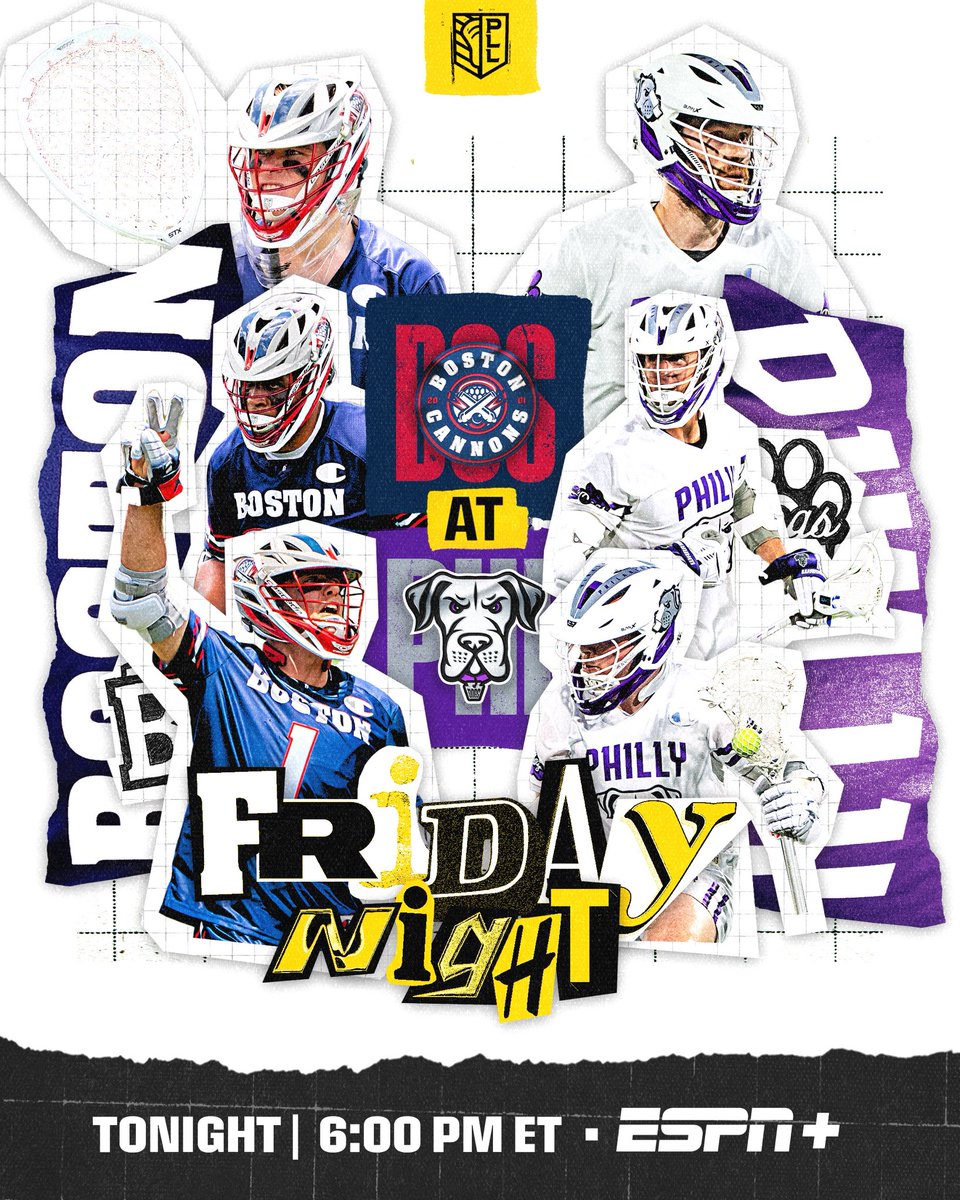 Premier Lacrosse League (@premierlacrosse) on Twitter photo BOSTON 🆚 PHILLY
An Eastern Conference rivalry game under the lights. Who you got?
<a href="/PLLCannons/">Boston Cannons</a> vs. <a href="/PLLWaterdogs/">Philadelphia Waterdogs</a>
6PM ET on <a href="/ESPNPlus/">ESPN+</a> BOSTON 🆚 PHILLY
An Eastern Conference rivalry game under the lights. Who you got?
<a href="/PLLCannons/">Boston Cannons</a> vs. <a href="/PLLWaterdogs/">Philadelphia Waterdogs</a>
6PM ET on <a href="/ESPNPlus/">ESPN+</a>