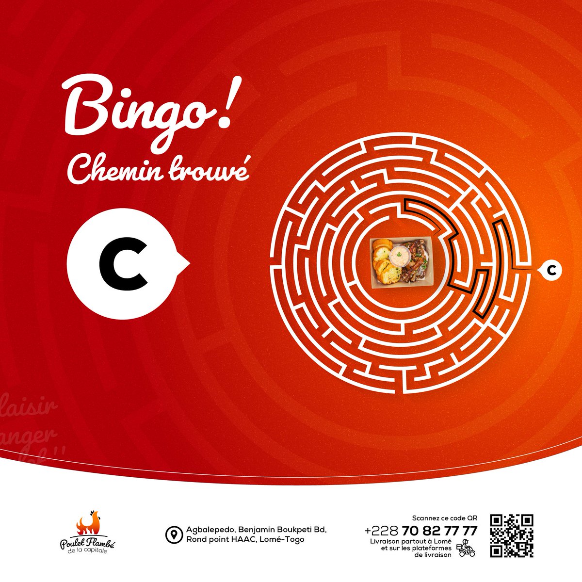 😋Bingo! Chemin retrouvé, appétit activé. Destination : lunchbox croustillante !

#pouletflambé #jeuconcours #lometogo