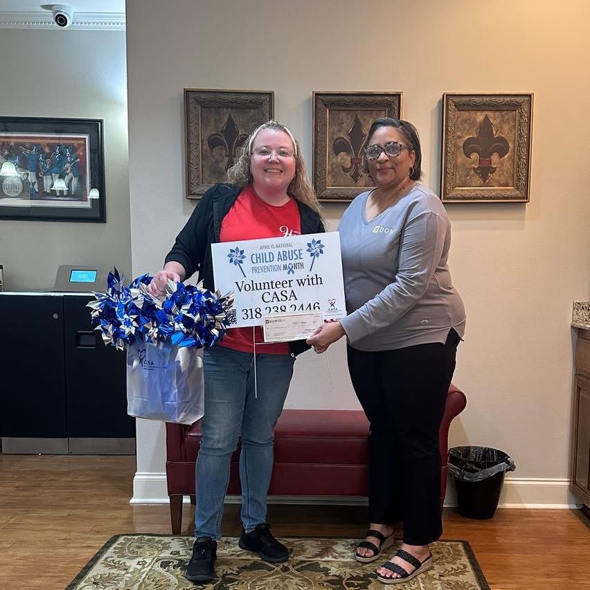 BOM is a proud supporter of CASA of Central Louisiana. Pictured left to right: Emily Dahl and BOM’s Sylvia Davenport. #bomgivesback