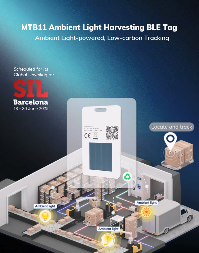 Introduce MTB11 Ambient Light Harvesting BLE Tag — we're proud to bring supply chain management to the next generation with battery-free, sustainable IoT, together with our partners InPlay, <a href="/epishine/">Epishine</a> , and <a href="/epeas_news/">e-peas</a> .
 See it live at <a href="/SILBarcelona/">SIL Barcelona</a> , June 18–20, 2025.