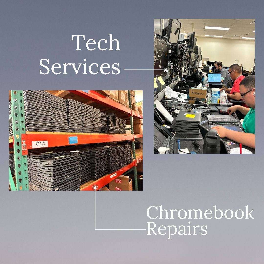 Our IT Support Services Repair Team is working hard to prepare for the upcoming #NISD school year! Our Field Technicians collected a HUGE number of devices at the end of the year for repair, quality control, and other projects. Their work ensures a successful start to the year!