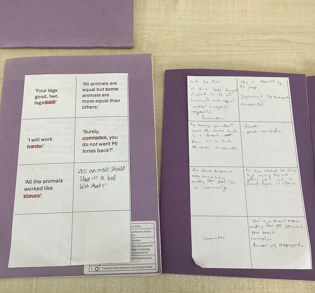 In English, Year 8 have made the most of each revision strategy. Today's choice was flashcards! This was really helping the class look at key quotes from  'Animal Farm'
🐷🐗🐔🐴🐑