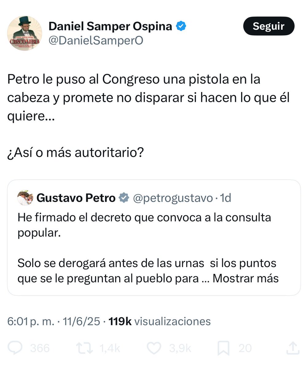 Pero por favor, “bijimisli il tini i li discisiciin pilítici”. 

El bien pensante y pésimo comediante, Daniel Samper Ospina, ha puesto en la palestra pública, para burlarse,  a varias personas del PH, es más, tiene un disque show para burlarse de la gente. pero eso sí, para