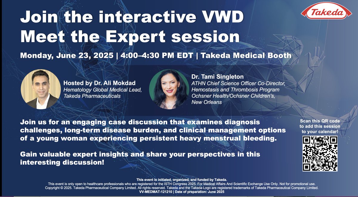 Make sure you catch the action at #ISTH2025 <a href="/TSingMD/">Tami Singleton</a> <a href="/TakedaPharma/">Takeda</a>
