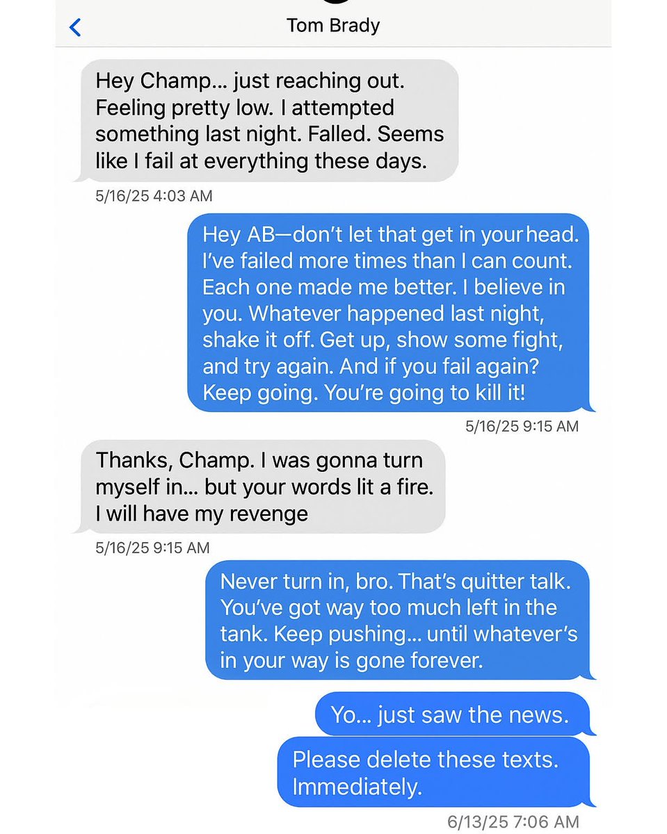 Texts between Antonio Brown and Tom Brady leaked following the warrant issued for AB's arrest.