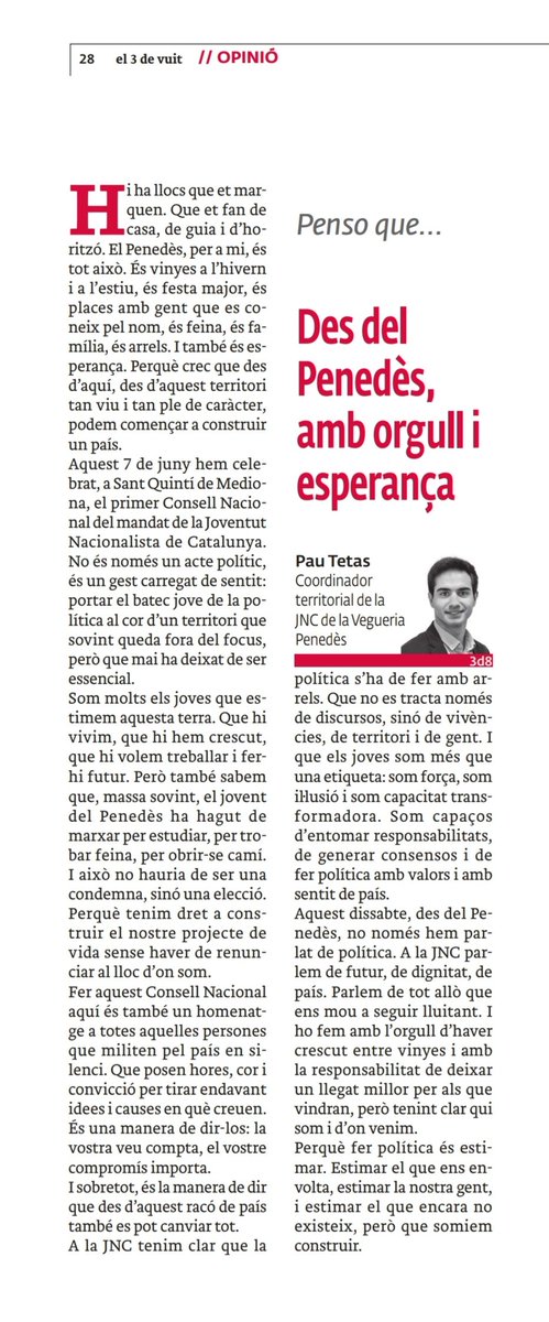 Doncs això, que com el Penedès no hi ha res🍇

Us deixo per aquí el primer article d'opinió que escric 🗞️