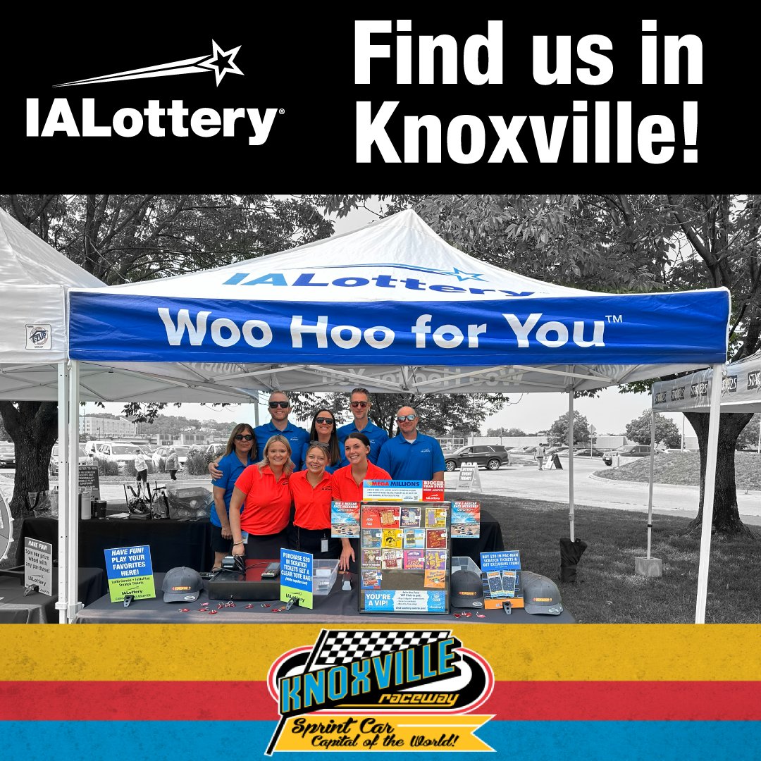 Join us at Knoxville Raceway on SATURDAY for the World of Outlaws! 

From 3:30 to 7:30, we'll be under the grandstands selling lotto, scratch and InstaPlay tickets, with a chance to win an autographed die-cast car from Brian Brown Racing and other contest prizes! See ya there!