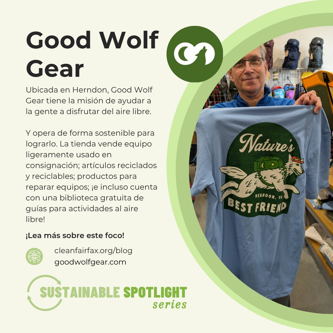 Clean Fairfax is shining our #SustainableSpotlight on <a href="/GoodWolfGear/">Good Wolf Gear</a>, a small business in Herndon dedicated to helping people get outdoors sustainably. With  robust consignment, gear rental, and gear repair sections, Good Wolf Gear is sharing their passion for the environment!
