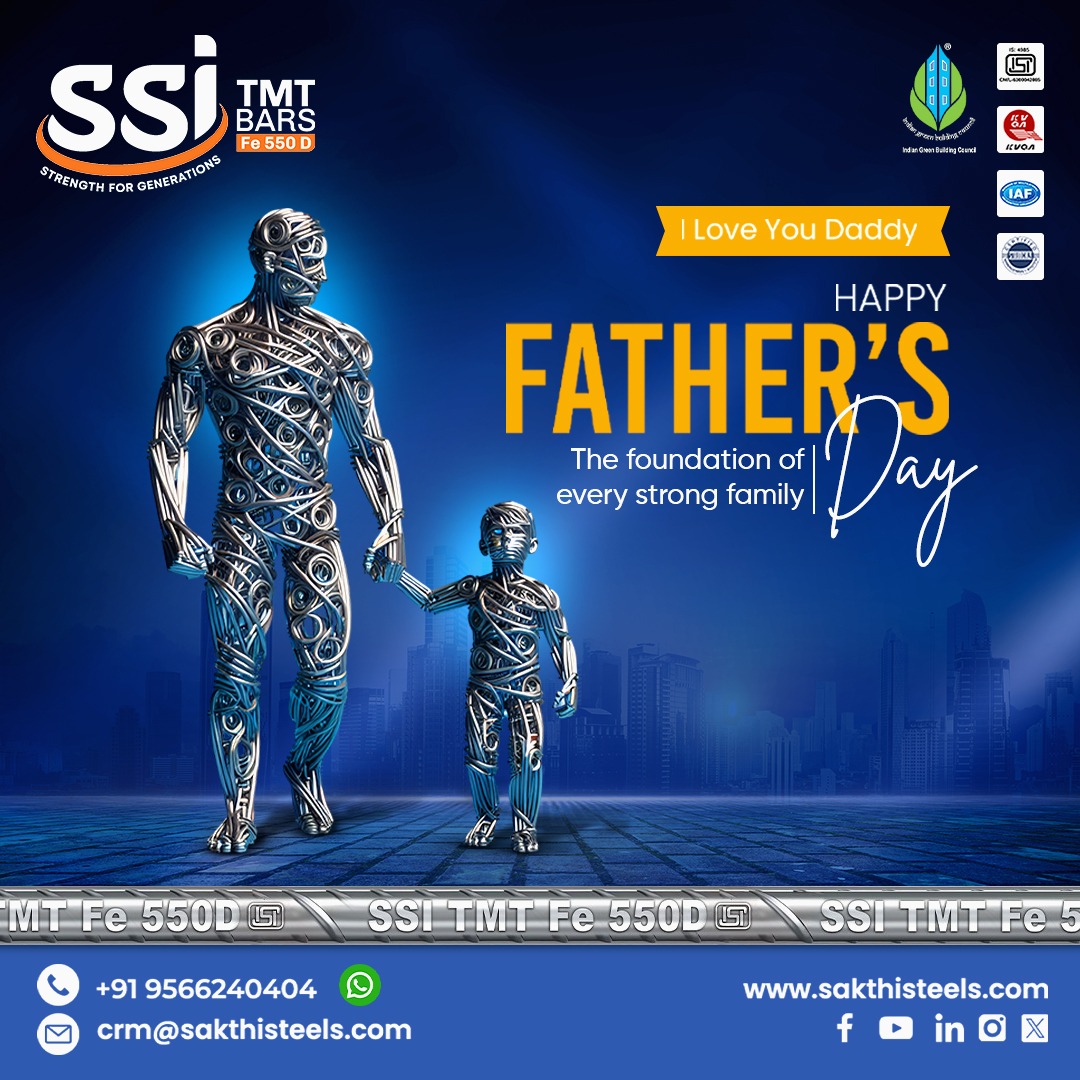 ssitmtbar's tweet image. The foundation of every strong structure begins with TMT.
Happy Father’s Day to the real reinforcement behind every strong family.
+91 9566240404
crm@sakthisteels.com
sakthisteels.com

#FathersDay2025 #SSITMT  
#BuiltOnStrength  
#TMTSteelBars #HappyFathersDay #TMTBars