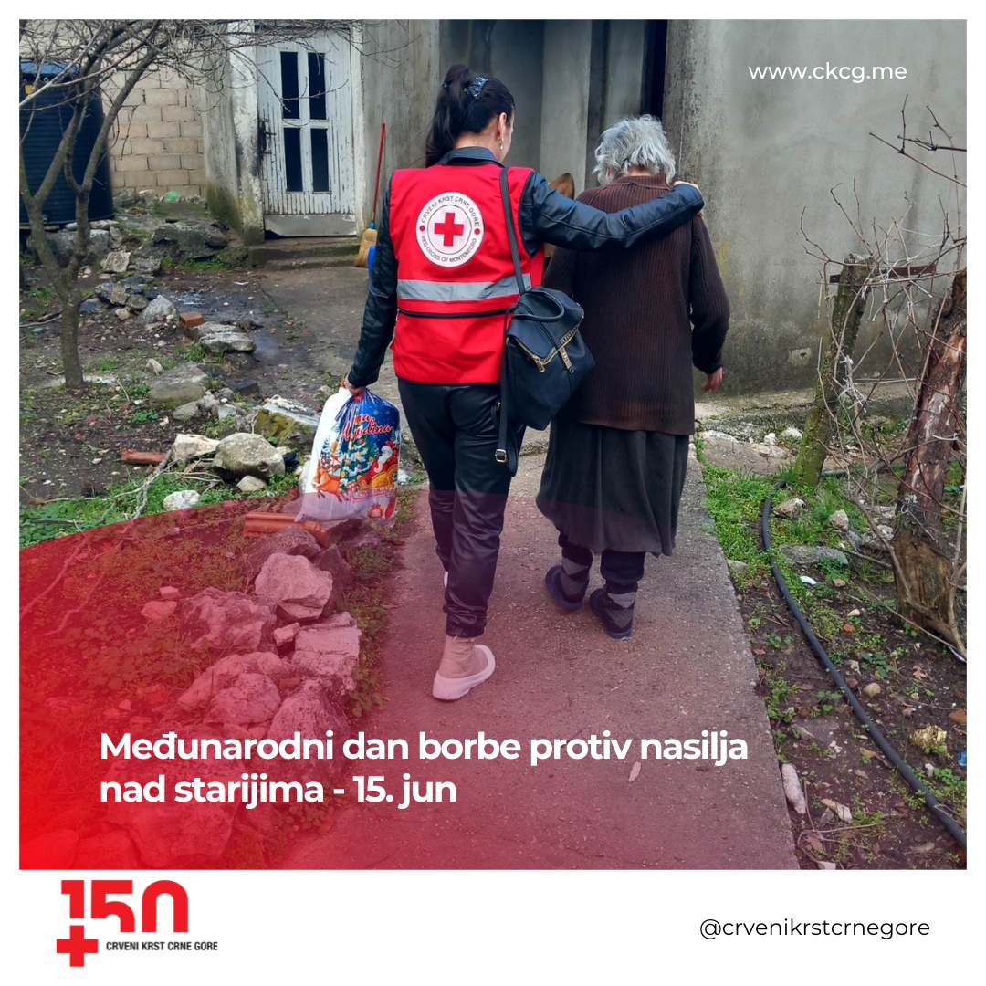 🗓Povodom 15. juna – Međunarodnog dana borbe protiv nasilja nad starijim osobama, Crveni krst Crne Gore još jednom apeluje na javnost, institucije i porodice da se ovom rastućem društvenom problemu pristupi ozbiljno, odgovorno i solidarno.
 #ElderlyAbusePreventionDay #ElderlyCare