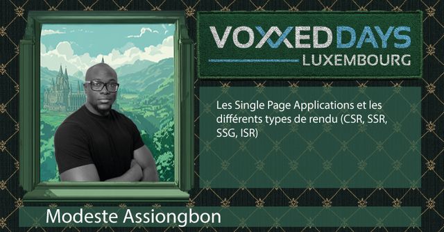 Voxxed Days Luxembourg is proud to welcome Modeste Assiongbon for the marvellous talk: "Les Single Page Applications et les différents types de rendu (CSR, SSR, SSG, ISR)"!

Be sure to check the details:
mobile.devoxx.com/events/voxxedl…

and favourite if you‘d like to see it! ⭐