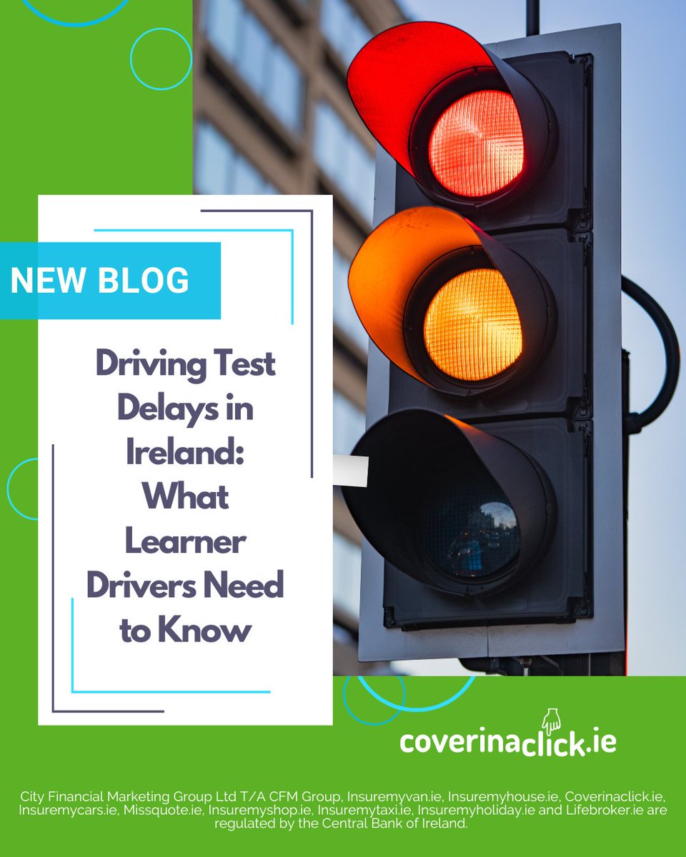 Driver testing delays in Ireland are impacting learner drivers 👎 Here's what it means for EDT lessons, your test, and learner driver insurance ➡️ coverinaclick.ie/blog/post/driv… 

#coverinaclick #carinsuranceblogpost #carinsurancetips #ad
