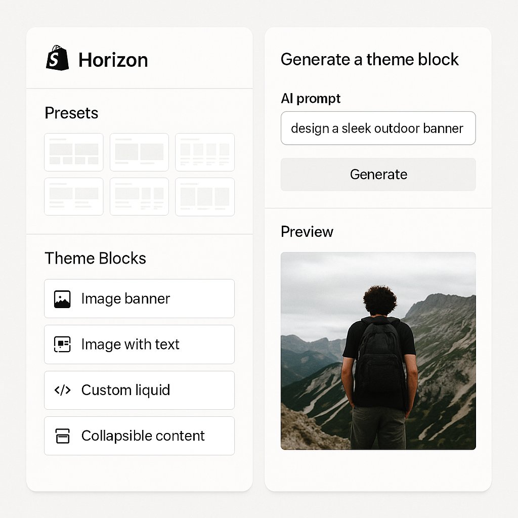 creatpixllp's tweet image. Shopify Summer ’25 is built for creativity! With Horizon&apos;s modular Theme Blocks, AI-generated banners &amp;amp; mega-menus, and 10 sleek presets—all drag‑and‑drop. Want it customized? Let’s craft your one-of-a-kind store.
#ShopifyUpdate #HorizonTheme #AIshopify #EcommerceDesign #CreatPix