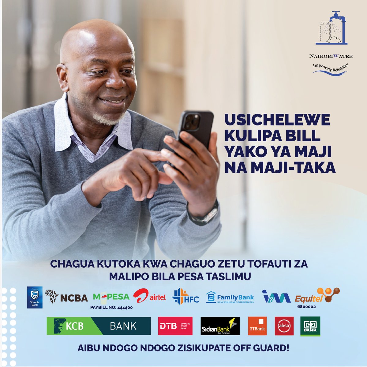💧Epuka usumbufu wa kukatiwa maji! 💧 Lipa bili yako ya maji kwa urahisi kutumia huduma za benki na malipo ya simu. Usipatwe off guard