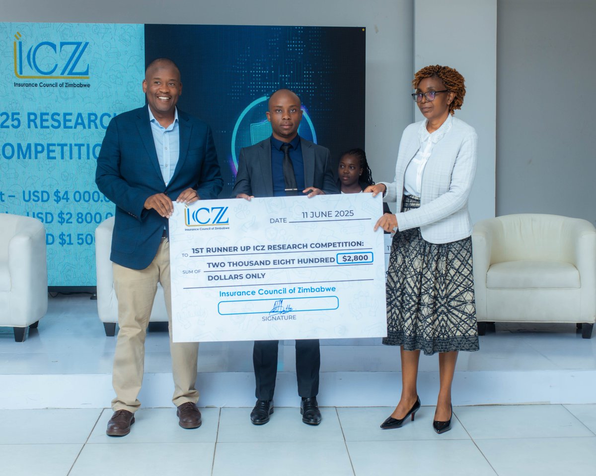 🎉 Congrats to the ICZ Research Competition winners!
🥇 Augustin Mupeti – $4,000
🥈 Courage Gomera – $2,800
🥉 Noreen Maribha – $1,500 Brilliant AI-driven insights shaping the future of Insurance! 💡🤖
#ICZ #AI #Innovation #Zimbabwe #FutureOfInsurance